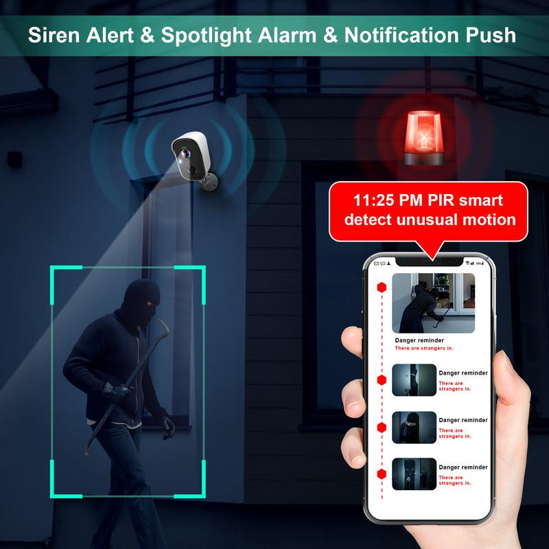 Vision Well Solar Powered Wireless Security Cameras for Home Outdoor , 1080P HD Clear Picture Wifi Security with Spotlight and Two-Way Audio,Eesy to Install