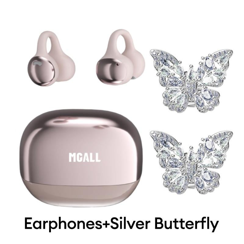 MGALL C11 Clip-On Wireless Headphones with 2025 Bluetooth 6.0 for Fast, Stable Connection & Low Power Use, Cloud-Like Comfort & Premium Sound, IPX5 Waterproof Audio Earbuds for Music, Calls & Sports