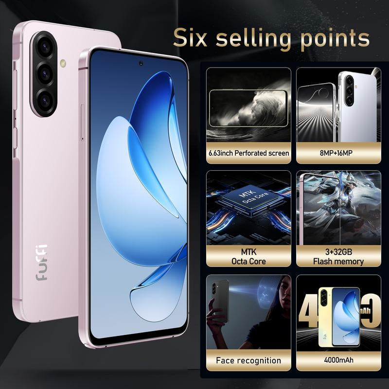 Fuffi-Smartphone Android,6.63 Inch, NFC Unlock, Built-In Stylus Pen, Dual Sim Nano Slot, 4000Mah Battery, 8+16Mp Camera, USB-C Charging Touch Screen Phone