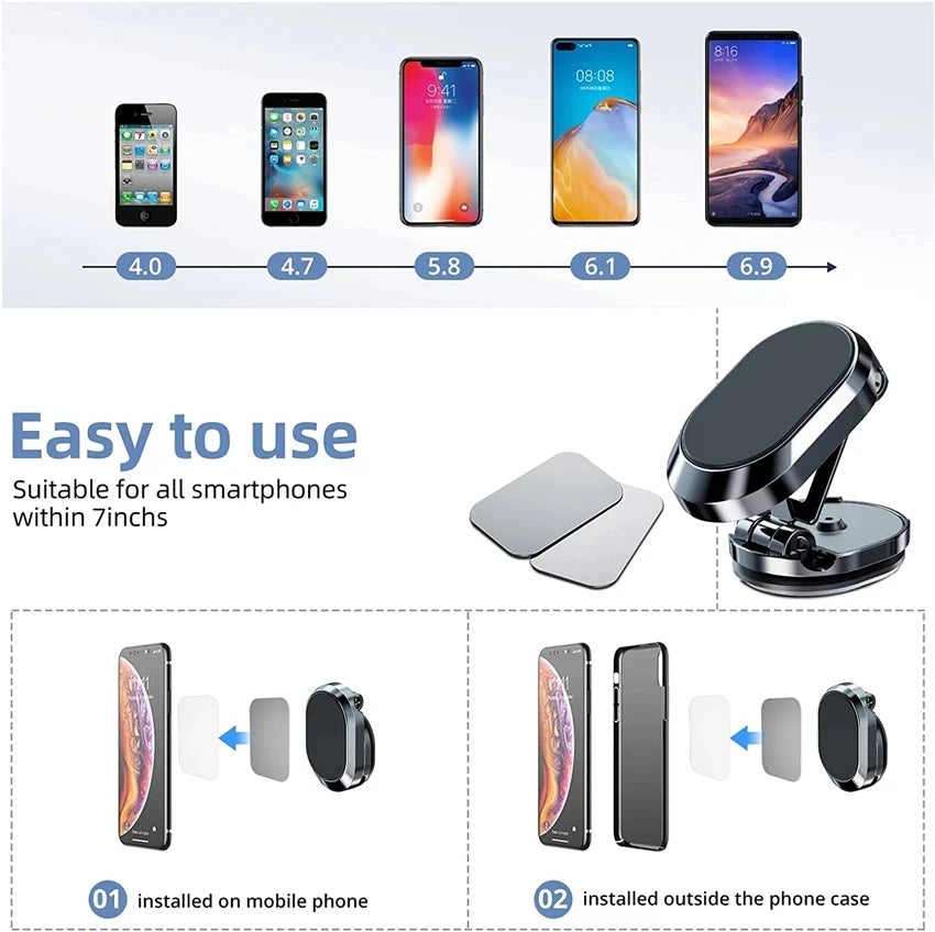 Foldable Car Magnetic Phone Holder Car Air Vent Mount GPS Support for Iphone Xiaomi Samsung in Car Mobile Phone Stand