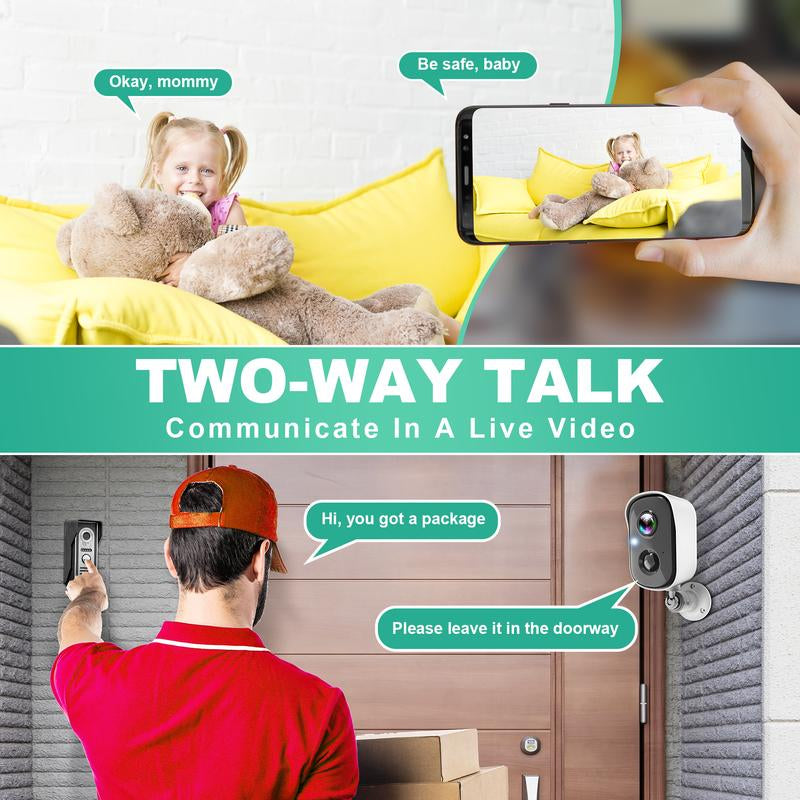 Vision Well Solar Powered Wireless Security Cameras for Home Outdoor , 1080P HD Clear Picture Wifi Security with Spotlight and Two-Way Audio,Eesy to Install