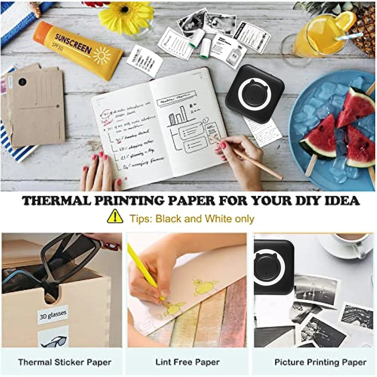 Print on the go! 📸✨ Check out this MINI Portable Thermal Printer - perfect for photos and labels! Wireless Bluetooth for Android & iOS! 🖨️💖