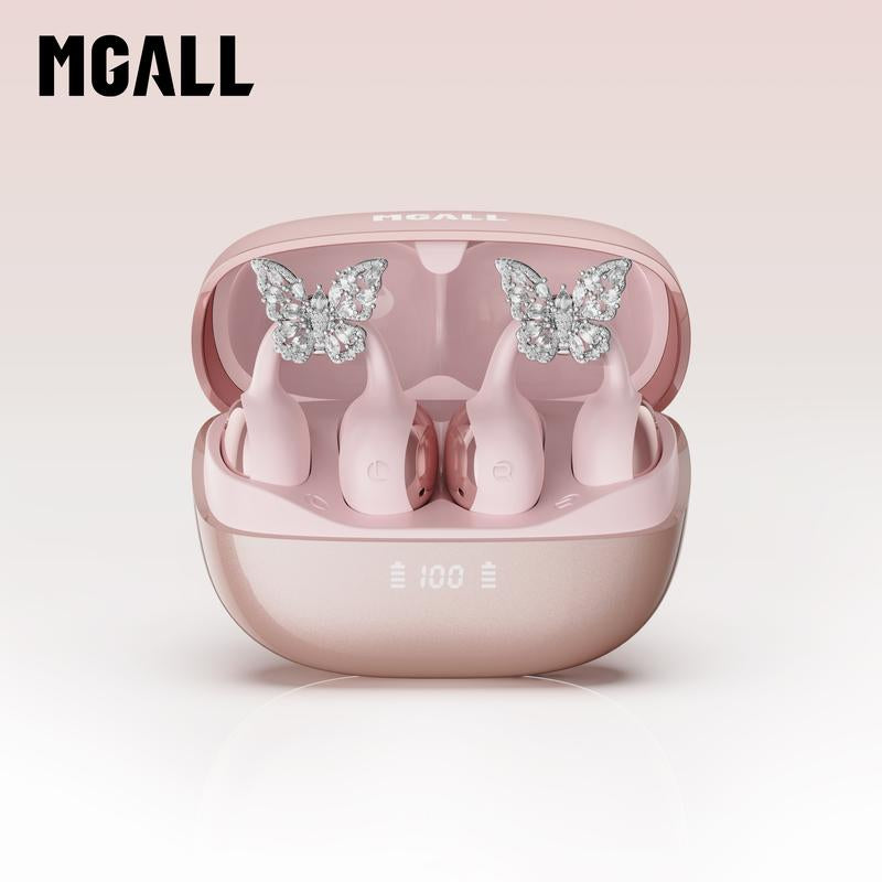 MGALL C11 Clip-On Wireless Headphones with 2025 Bluetooth 6.0 for Fast, Stable Connection & Low Power Use, Cloud-Like Comfort & Premium Sound, IPX5 Waterproof Audio Earbuds for Music, Calls & Sports