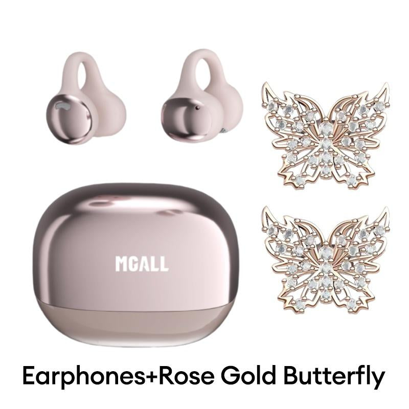 MGALL C11 Clip-On Wireless Headphones with 2025 Bluetooth 6.0 for Fast, Stable Connection & Low Power Use, Cloud-Like Comfort & Premium Sound, IPX5 Waterproof Audio Earbuds for Music, Calls & Sports
