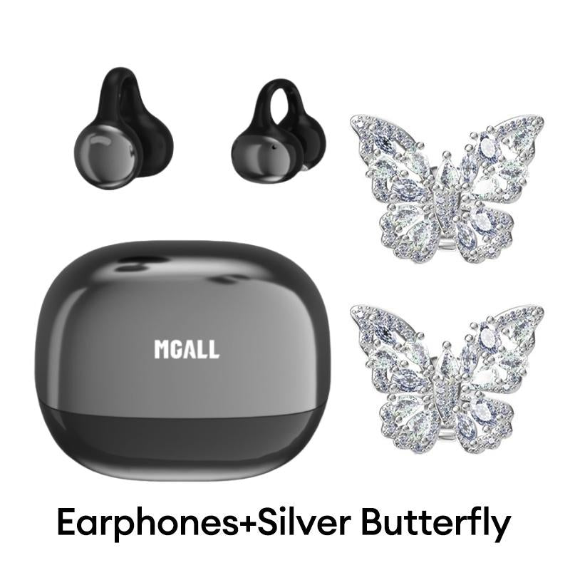 MGALL C11 Clip-On Wireless Headphones with 2025 Bluetooth 6.0 for Fast, Stable Connection & Low Power Use, Cloud-Like Comfort & Premium Sound, IPX5 Waterproof Audio Earbuds for Music, Calls & Sports