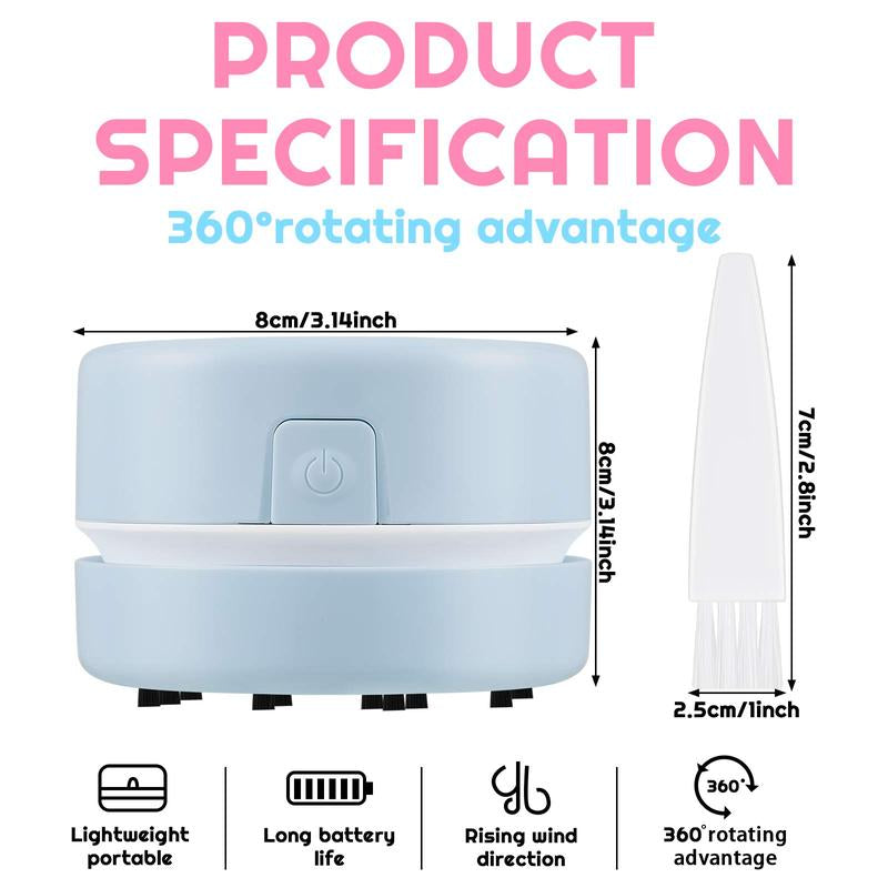 Desktop Vacuum Cleaner,Mini Table Dust Sweeper Energy Saving,High Endurance up to 90 Mins,Rotatable Design for Keyboard/Home/School/Office(Charging Version)