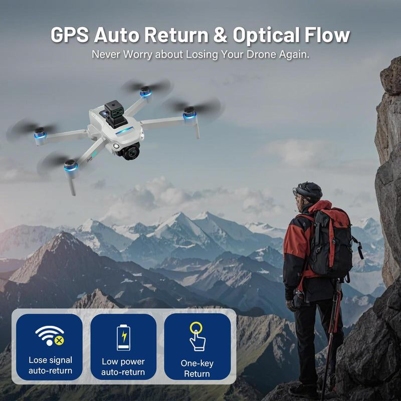 2025 BRAND NEW Drone with 4K UHD EIS Camera, 5G Wifi FPV RC Quadcopters, Brushless Motors, Obstacle Avoidance, Automatic Return, and Replaceable Wing Batteries