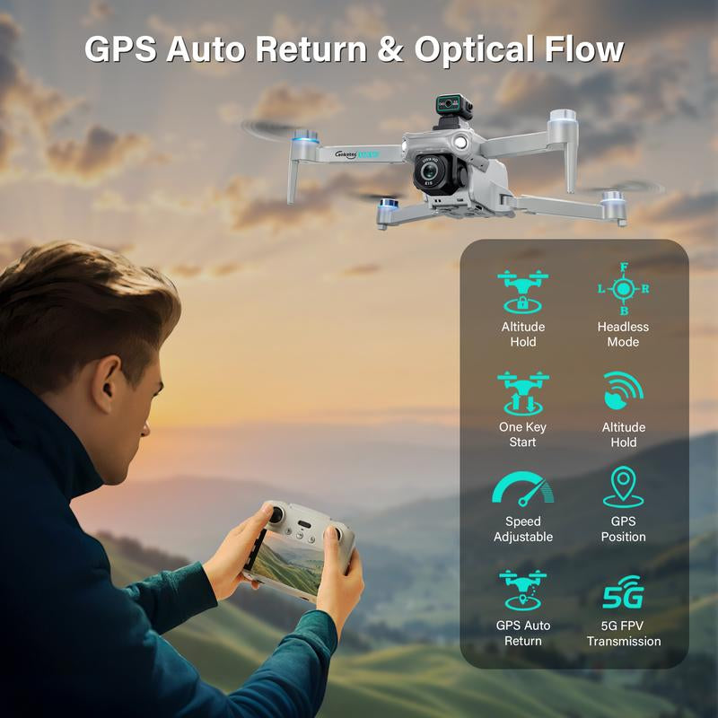 2025 BRAND NEW Drone with 4K UHD EIS Camera, 5G Wifi FPV RC Quadcopters, Brushless Motors, Obstacle Avoidance, Automatic Return, and Replaceable Wing Batteries