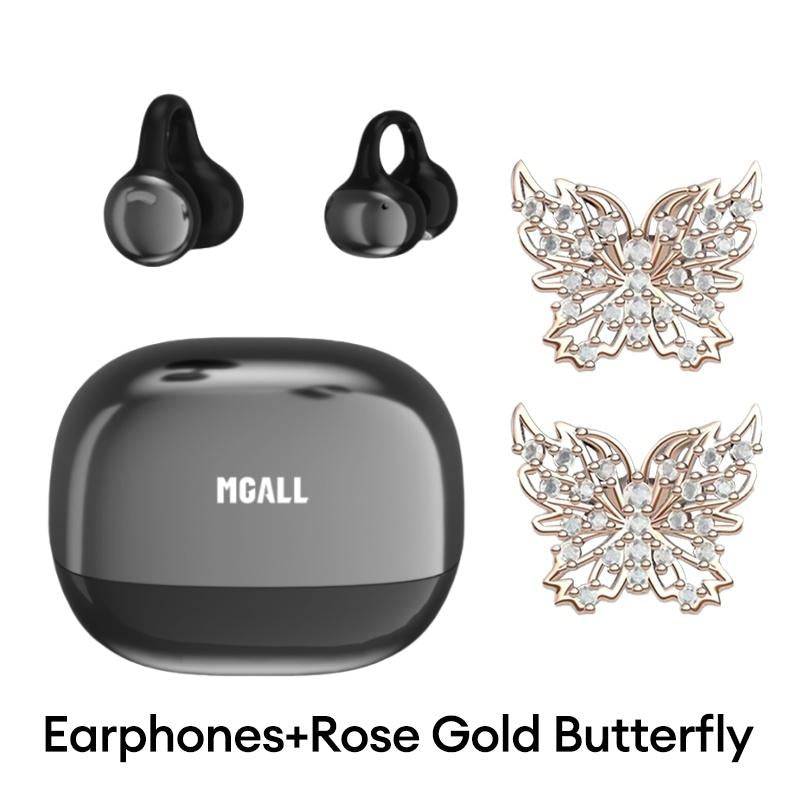 MGALL C11 Clip-On Wireless Headphones with 2025 Bluetooth 6.0 for Fast, Stable Connection & Low Power Use, Cloud-Like Comfort & Premium Sound, IPX5 Waterproof Audio Earbuds for Music, Calls & Sports