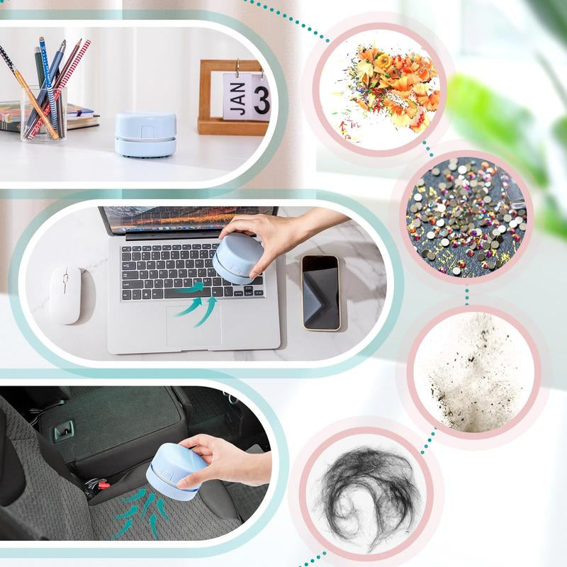 Desktop Vacuum Cleaner,Mini Table Dust Sweeper Energy Saving,High Endurance up to 90 Mins,Rotatable Design for Keyboard/Home/School/Office(Charging Version)