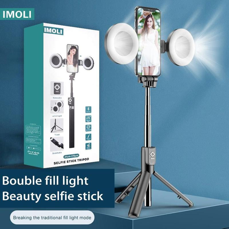 New 6 in 1 Selfie Stick with Fill Light, 67" Phone Tripod & Wireless Remote Page Turner,Bluetooth Camera Video Recording Remote,Music Control, for Iphone ,Ipad ,Ios,Android