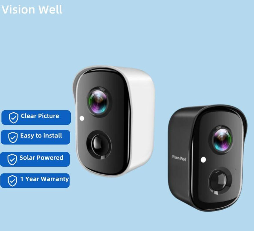 Vision Well Solar Powered Wireless Security Cameras for Home Outdoor , 1080P HD Clear Picture Wifi Security with Spotlight and Two-Way Audio，Eesy to Install