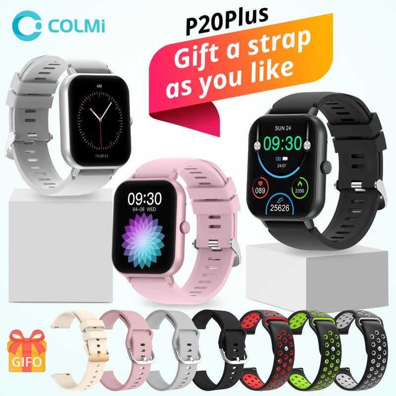 COLMI P20 plus Smart Watch 1.83'' Fashion Touch Screen 100+ Sports Modes DIY Dials Messages Reminder Multifunctional for Fitness Smartwatch