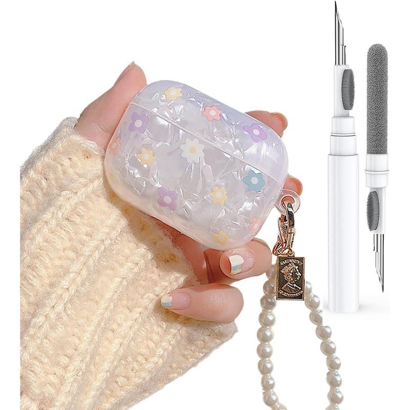 For Cute Glitter Airpods Pro 2Nd/1St Generation Case with Ner Pen, Shell Pattern Airpods Ipod Pro 2 Gen Cover Protective Girl Women with Luxury 2023/2022/2019 - Pink