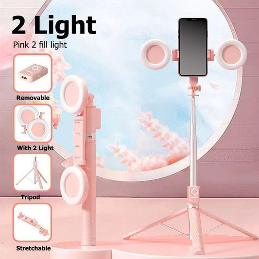 New 6 in 1 Selfie Stick with Fill Light, 67" Phone Tripod & Wireless Remote Page Turner,Bluetooth Camera Video Recording Remote,Music Control, for Iphone ,Ipad ,Ios,Android