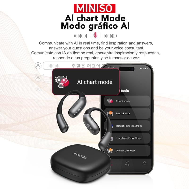 MINISO X28 OWS Open Ear Wireless Bluetooth Earbuds Support 135 Languages Real Time Bluetooth 58H Playback HIFI Stereo Fast Charging
