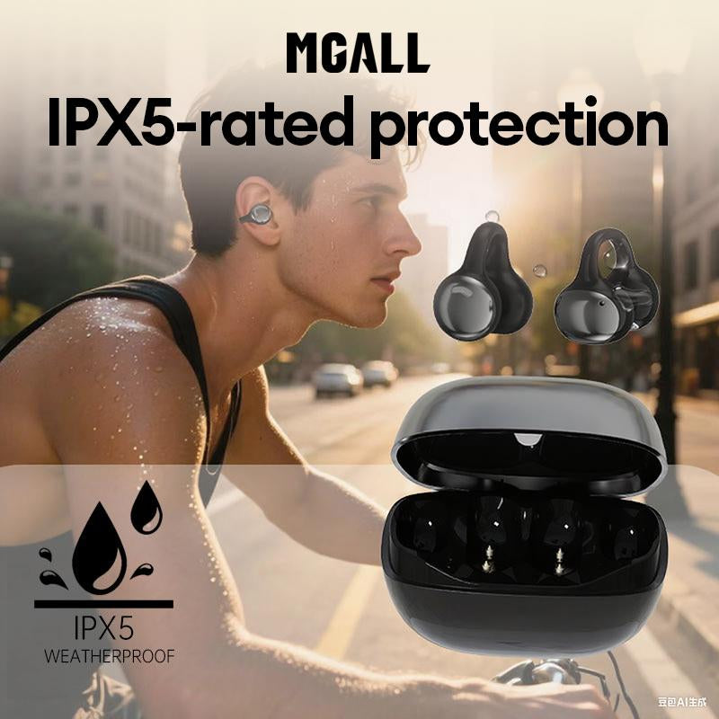 MGALL C11 Clip-On Wireless Headphones with 2025 Bluetooth 6.0 for Fast, Stable Connection & Low Power Use, Cloud-Like Comfort & Premium Sound, IPX5 Waterproof Audio Earbuds for Music, Calls & Sports