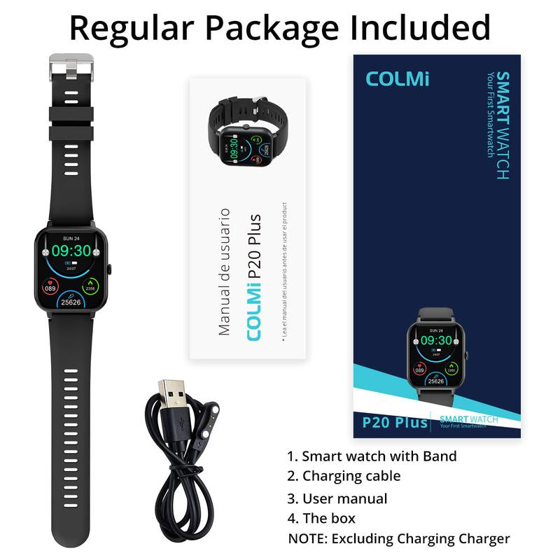 COLMI P20 plus Smart Watch 1.83'' Fashion Touch Screen 100+ Sports Modes DIY Dials Messages Reminder Multifunctional for Fitness Smartwatch