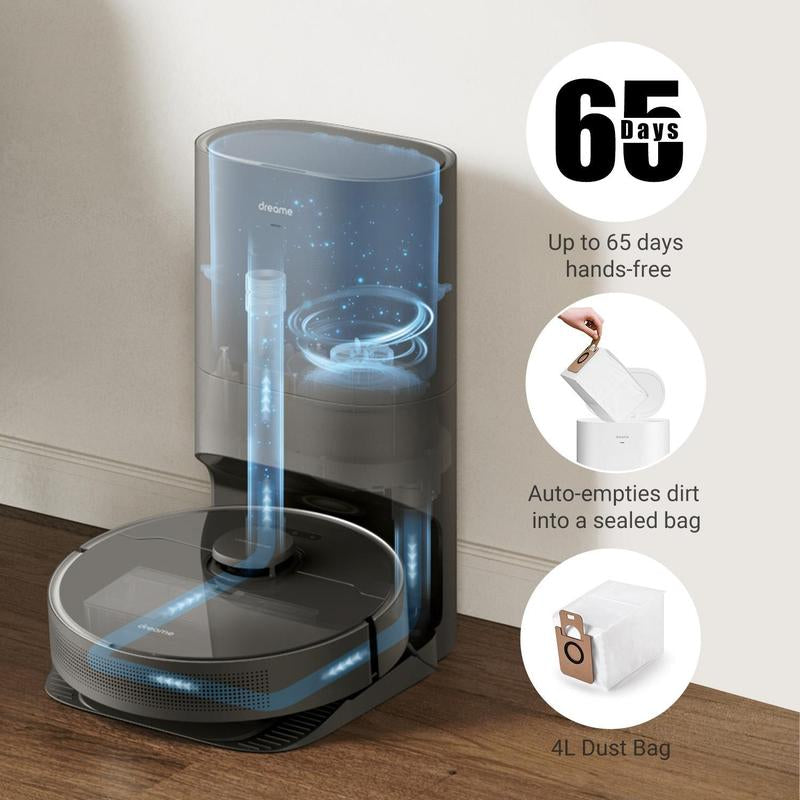 DREAME D10S plus Robot Vacuum and Mop Combo, Self-Emptying for up to 65 Days, 5,000Pa Suction Power, Advanced AI and Lidar Navigation, 280-Min Runtime, Compatible with Alexa, Ideal for Pet Hair House Cleaning Tools