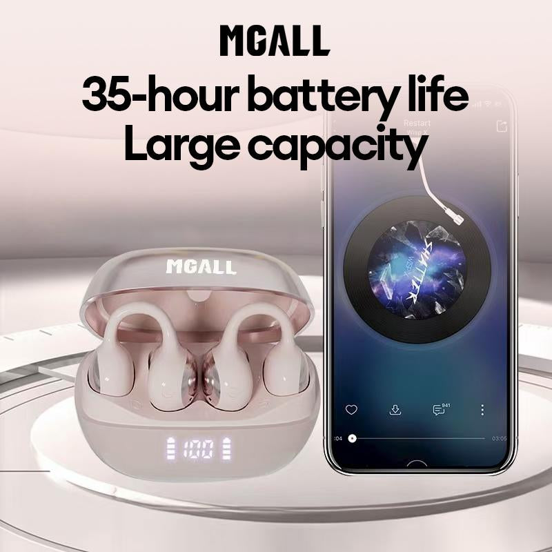 MGALL C11 Clip-On Wireless Headphones with 2025 Bluetooth 6.0 for Fast, Stable Connection & Low Power Use, Cloud-Like Comfort & Premium Sound, IPX5 Waterproof Audio Earbuds for Music, Calls & Sports