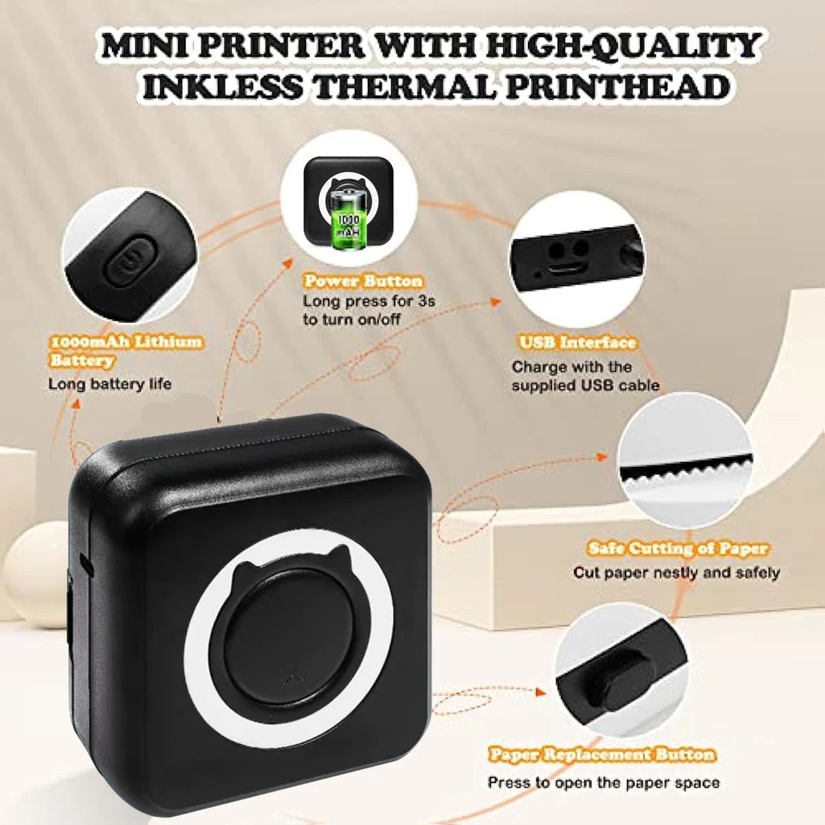 Print on the go! 📸✨ Check out this MINI Portable Thermal Printer - perfect for photos and labels! Wireless Bluetooth for Android & iOS! 🖨️💖