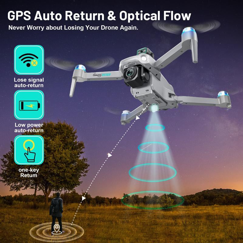 2025 BRAND NEW Drone with 4K UHD EIS Camera, 5G Wifi FPV RC Quadcopters, Brushless Motors, Obstacle Avoidance, Automatic Return, and Replaceable Wing Batteries
