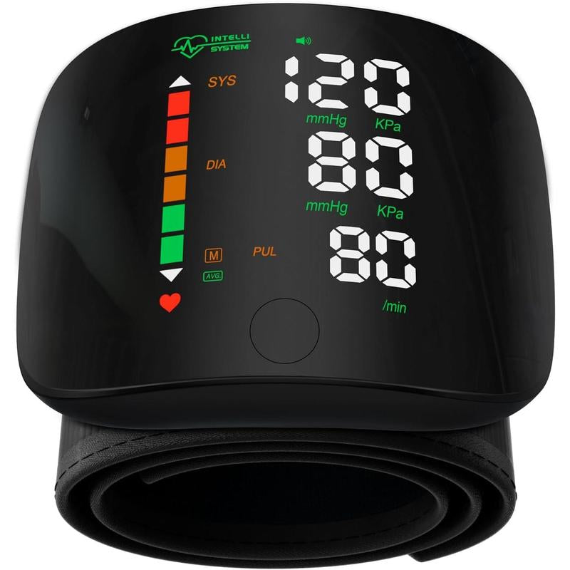 Wrist Blood Pressure Monitor Led Display, Touch Screen Wrist Blood Pressure Cuff 99X2 Reading Memory Wrist Bp Monitor with Carrying Case(Black) Health Monitoring Adjustable Healthcare Kit Portable